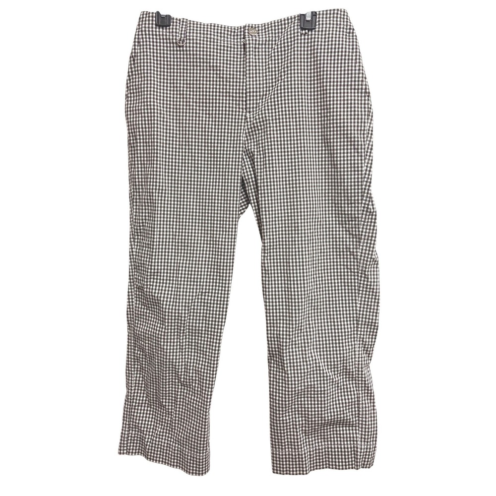 Lauren‎ Ralph Lauren Active Gingham Check Crop Pants Brown White Straight Leg 12